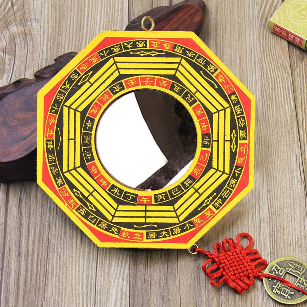 Traditional Lucky Chinese Wood Bagua Mirror Feng Shui C