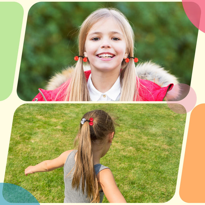 24 Pieces Hair Ties 20mm Ball Bubble Ponytail Holders for Girls Twinbead Bubble Hair Knockers Colorful 80s 90s Hair Elastic Accessories for Baby Toddler