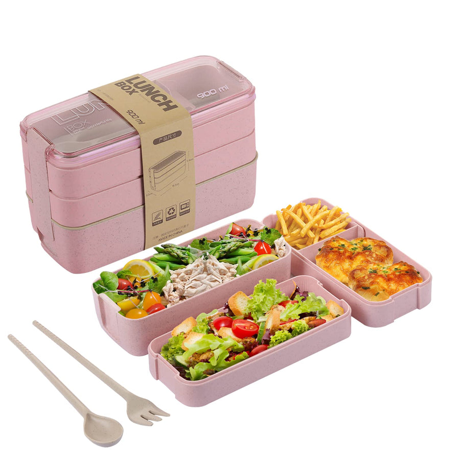 Bento Box for Adults, 3-In-1 Meal Prep Container, 900ML