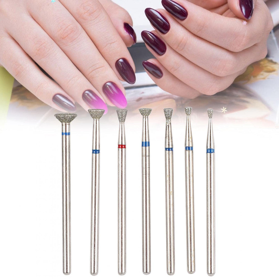 Ceramic Nail Drill Bits Set 7pcs 3/32 inch Diamond Carbide Nail Drill Bit for Remove Acrylic Gel Nails Cuticle Manicure Pedicure Electric Manicure Grinding Head Tool[03]