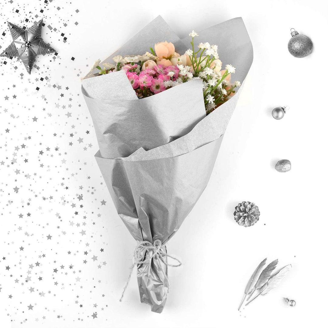 MIAHART 50 Sheets Silver Tissue Paper Bulk 20X14 Inch M