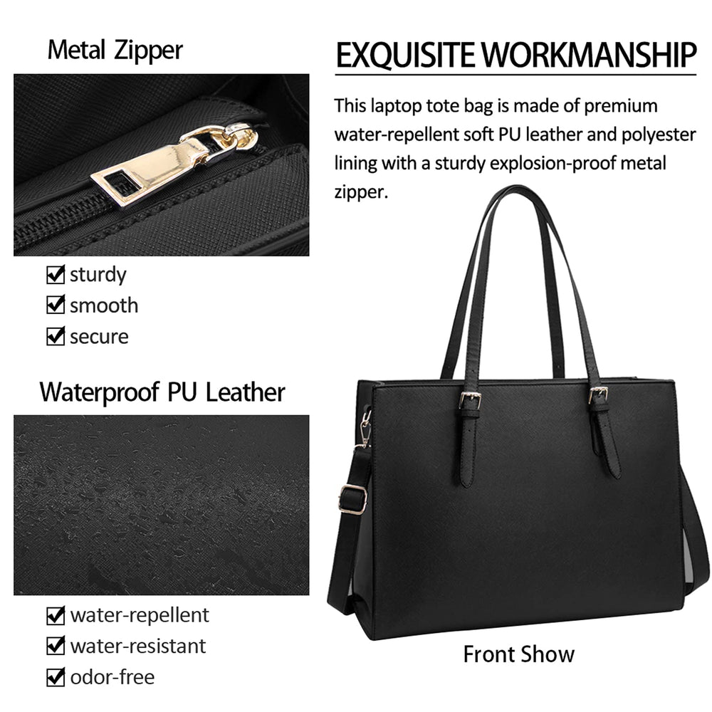 Laptop Bag for Women Waterproof Lightweight Leather 15.