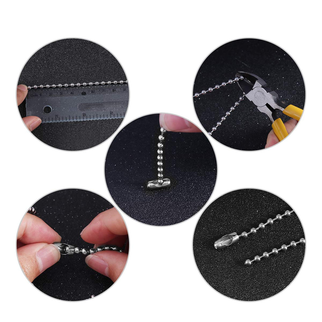 30 Feet Stainless Steel Ball Chains Necklace with 20pcs Connectors Clasps,Silver Bead Chain Sets (Chain Width 2mm+20pcs connectors)
