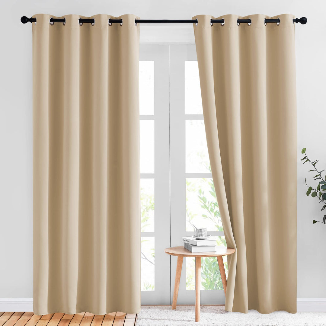 NICETOWN Biscotti Beige Blackout Curtains 84 inches Lon