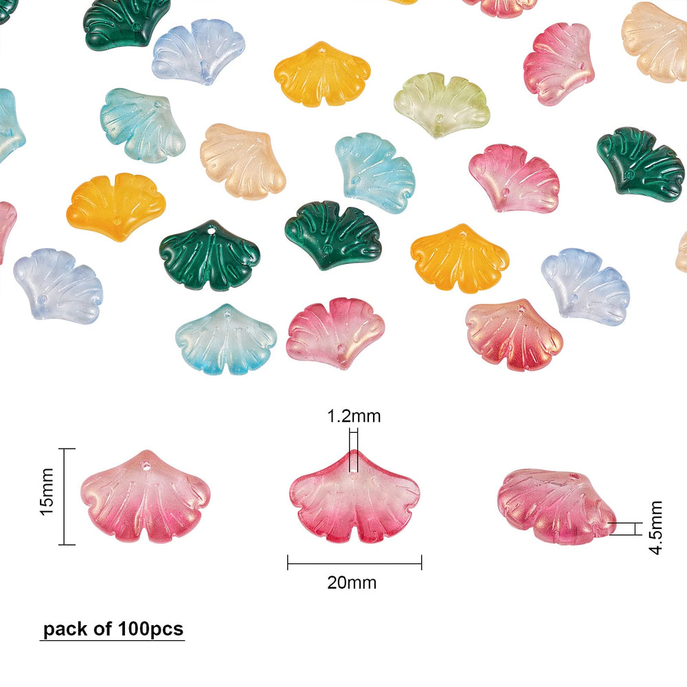 100pcs Glass Transparent Leaf Charms Clear Crystal Leaf Charms Colorful Leaf Charms for Jewelry Making Bulk