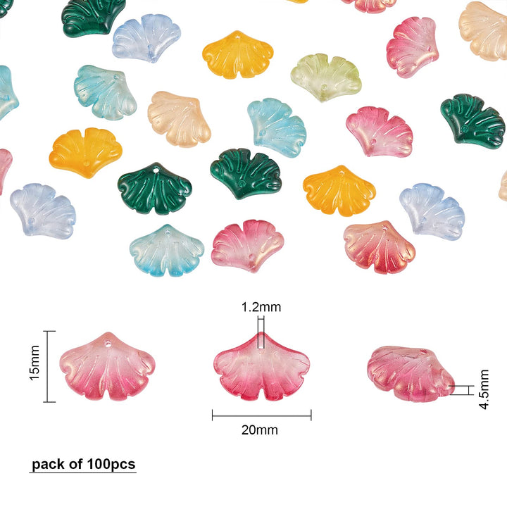 100pcs Glass Transparent Leaf Charms Clear Crystal Leaf Charms Colorful Leaf Charms for Jewelry Making Bulk