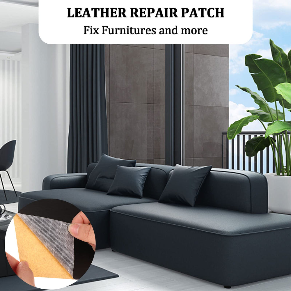 Leather Repair Patch Tape 17x78.7 Inch Large Size Self Adhesive PU-Leather Repair Tape for Furniture Large Size Couch Car Seat Boat Seats Sofa Chair Leather Repair Patch, Black
