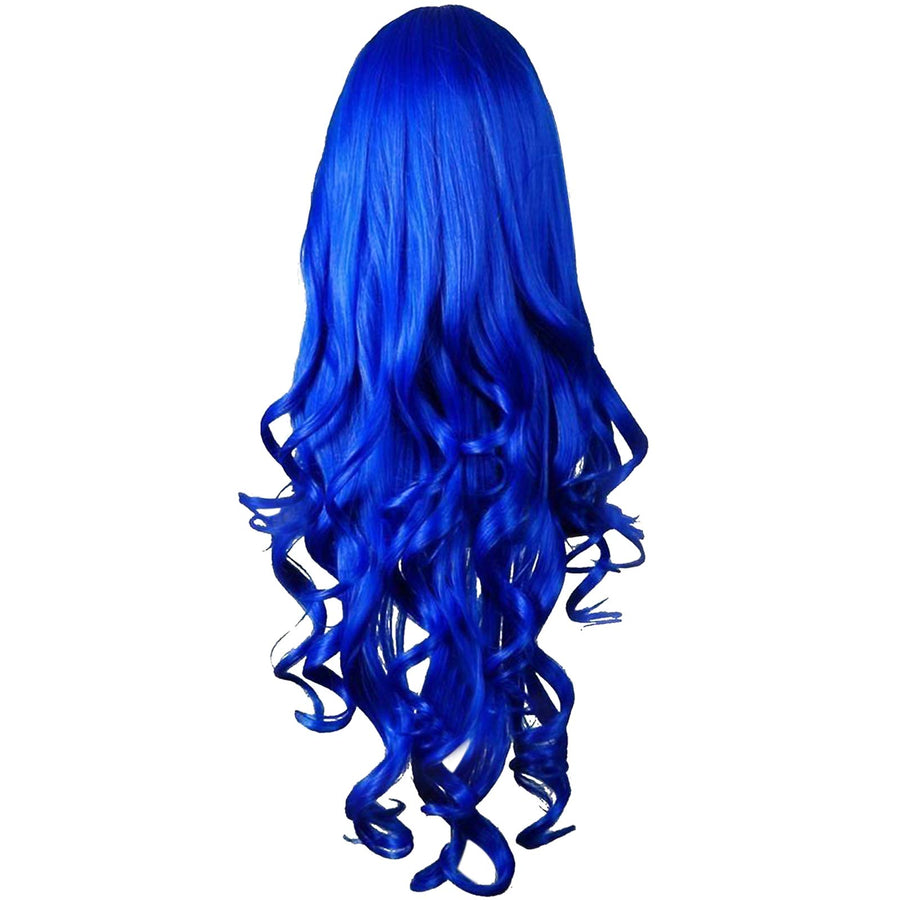 32 Long Hair Heat Resistant Spiral Curly Cosplay Wig Dark Blue