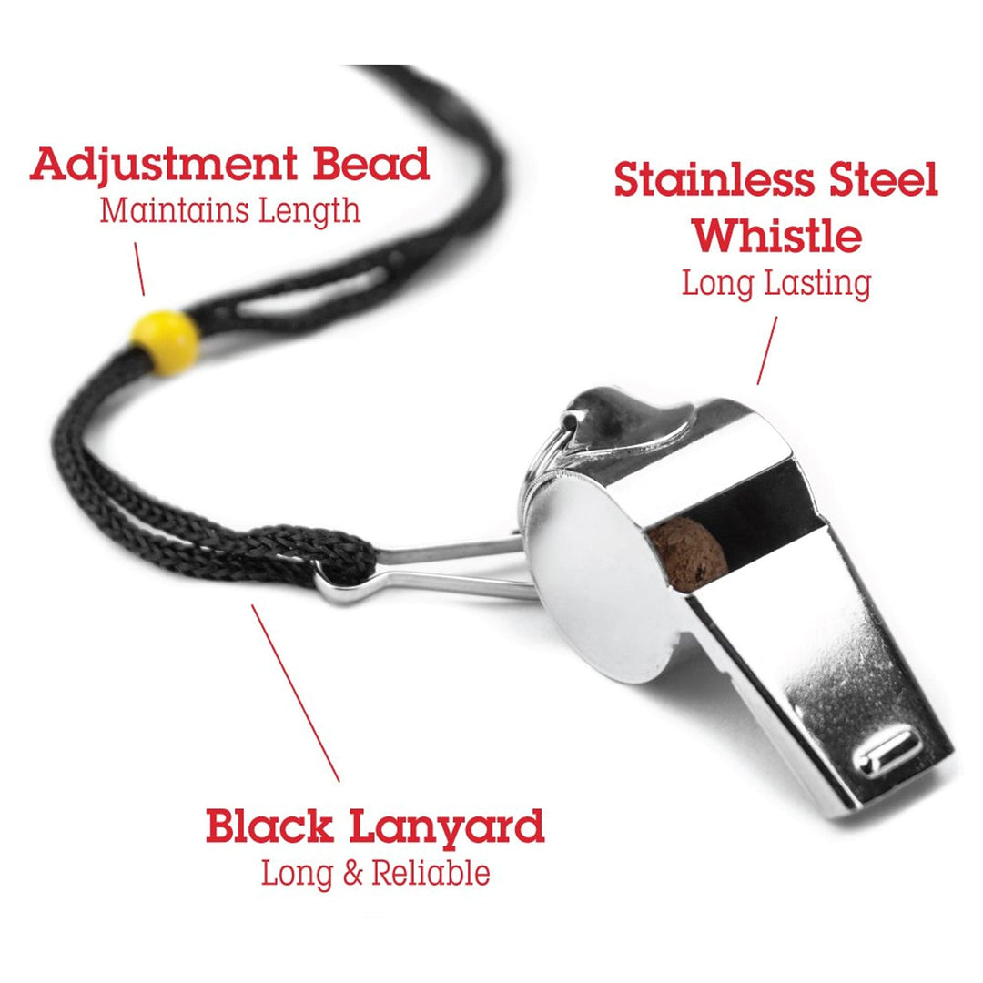 SCOA-001 Stainless Steel Whistle with Lanyard – Great for Coaches, Referees, and Officials by