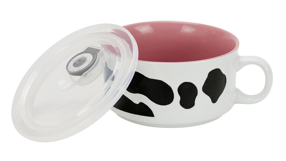 Souper Mug with Lid, Udderly Cows Collection, 22oz Capacity, Hand Painted