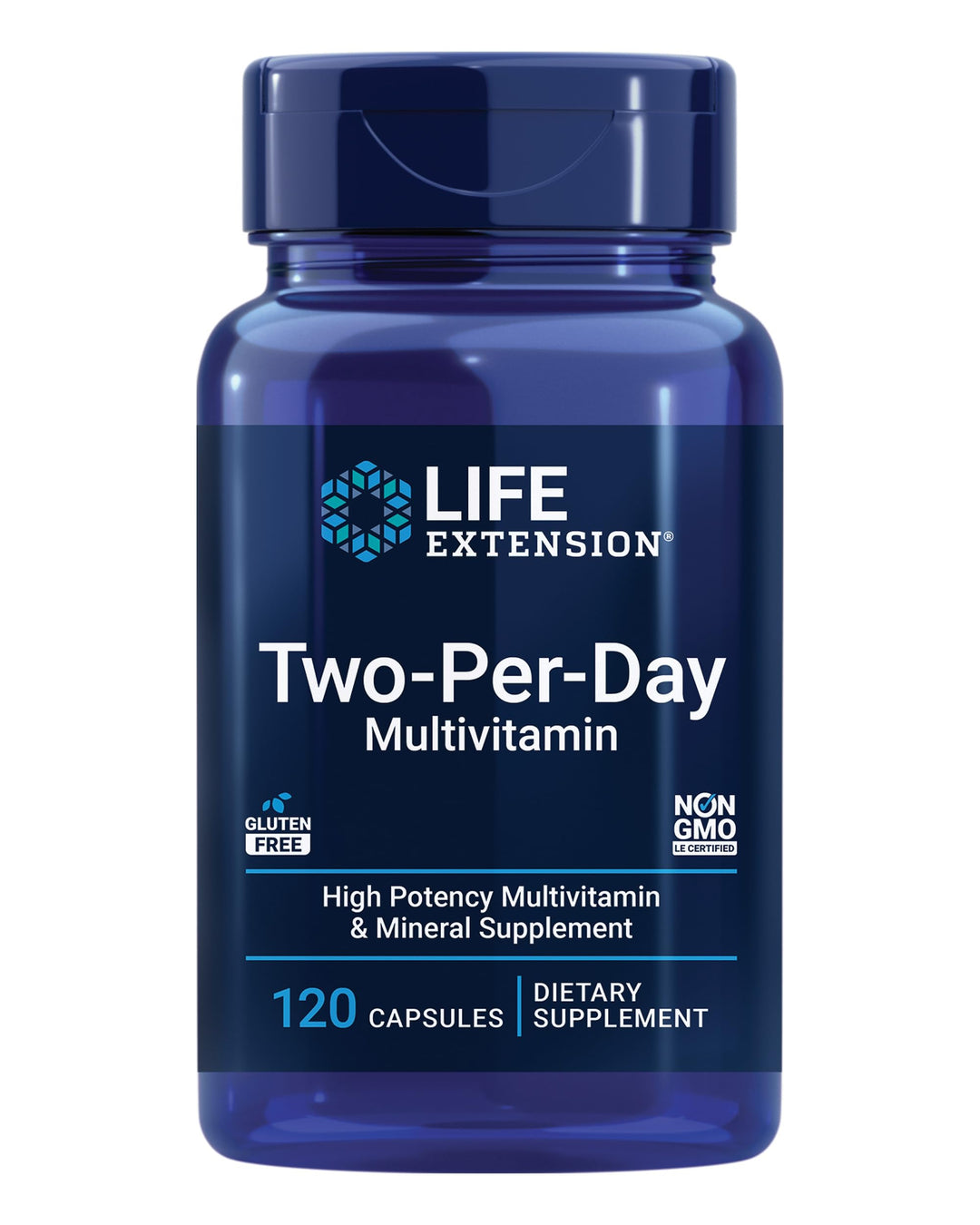 Two-Per-Day Multivitamin, Vitamins B, C, D, zinc, Packed with Over 25 Vitamins, Minerals &amp; extracts, Two-Month Supply, Non-GMO, Gluten-Free, 120 Capsules