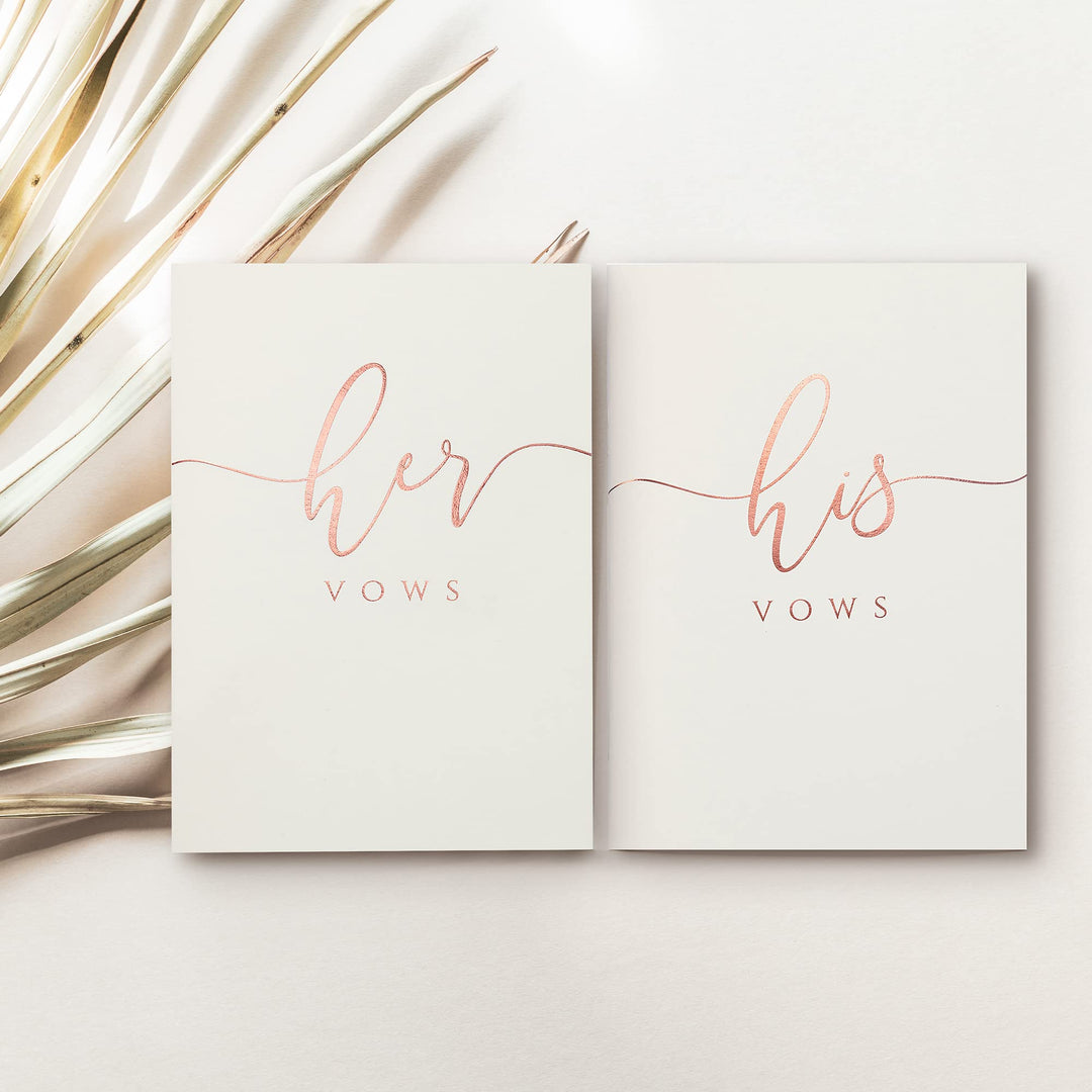 Ivory Wedding Vow Books His and Hers – Rose Gold Foil Bride and Wedding Notebook with 28 Pages - 5,9 x 3.9 – Vow Renewal - Bridal Shower Gifts - Time Capsule Love Letter (Rose Gold)