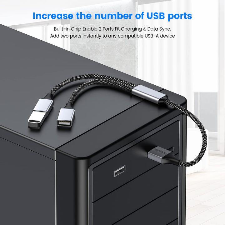 Mogood Usb Splitter Cable Usb Y Splitter Adapter Dual Usb 2.0 Power Cord Extension For Charging/Data Transfer/Laptop/Mac/Car