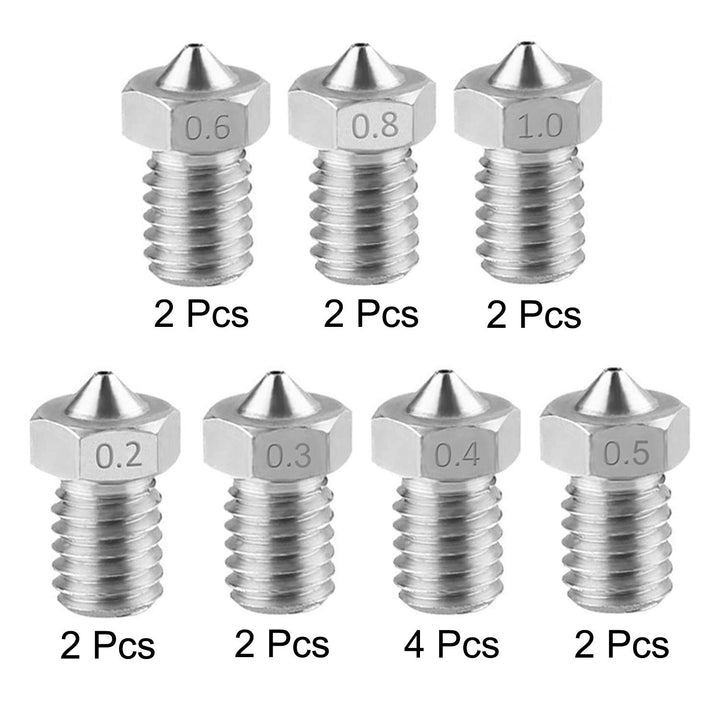 3D Printer Nozzle, ExcelFu 16 Pieces Stainless Steel 3D Printer Nozzles 0.2 mm, 0.3 mm, 0.4 mm, 0.5mm, 0.6 mm, 0.8 mm, 1.0 mm Extruder Nozzle Print Head for E3D Makerbot