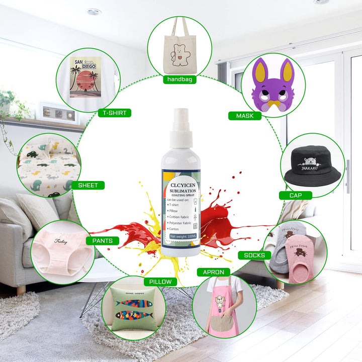 Sublimation Spray for Cotton Shirts, Including All Fabric, Handbags, Canvas, Backpacks, Beautiful More Vibrant Colors, Easy Subli for Sublimation, Strong Waterproof and Super Adhesion(100ml)