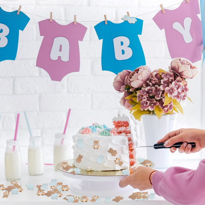 500 Pieces Bear Shaped Confetti Baby Shower Cream Brown