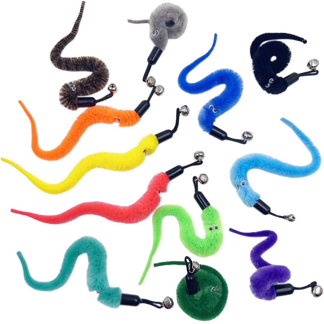 Cat Worm Toy Refills Cat Wand Replacement Worms, 12 PCS Cat Worms Refill, Cat Wand Attachments Worm for Cat Toys