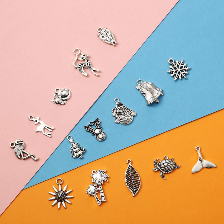 300 Pieces Smooth Tibetan Silver Metal Charms Pendants for DIY Craft Jewelry Making Bracelet Necklace Pendant Earring Accessories