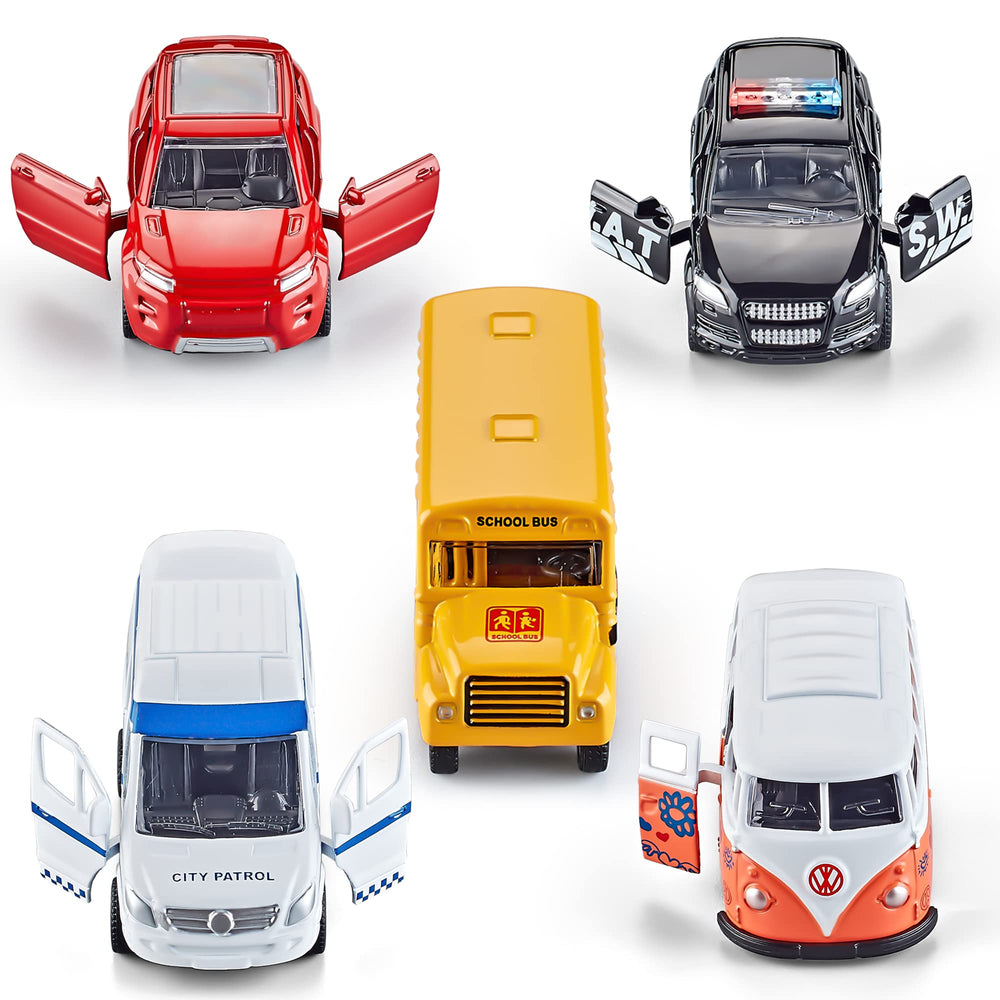 Die-cast Metal Toy Cars Set of 5, Openable Doors, Pull Back Car, Gift Pack for Kids (Official Car)