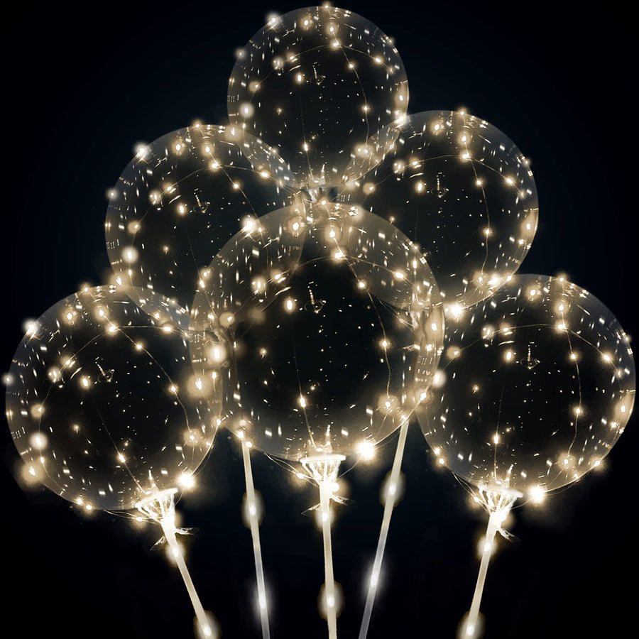 Light up led balloons, Wedding Decorations 10 set warm white 15pcs clear bobo Balloons Great For Banquets, Outdoor and Indoor Parties, Birthday and Event Centerpieces (warn white) (20 inch-10 set)