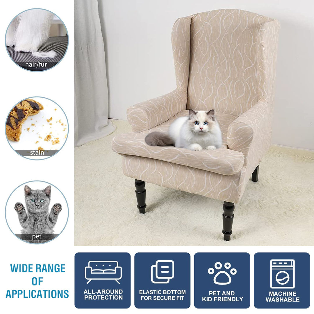 Wing Chair Slipcovers 2 Pieces Stretch Spandex Wingback