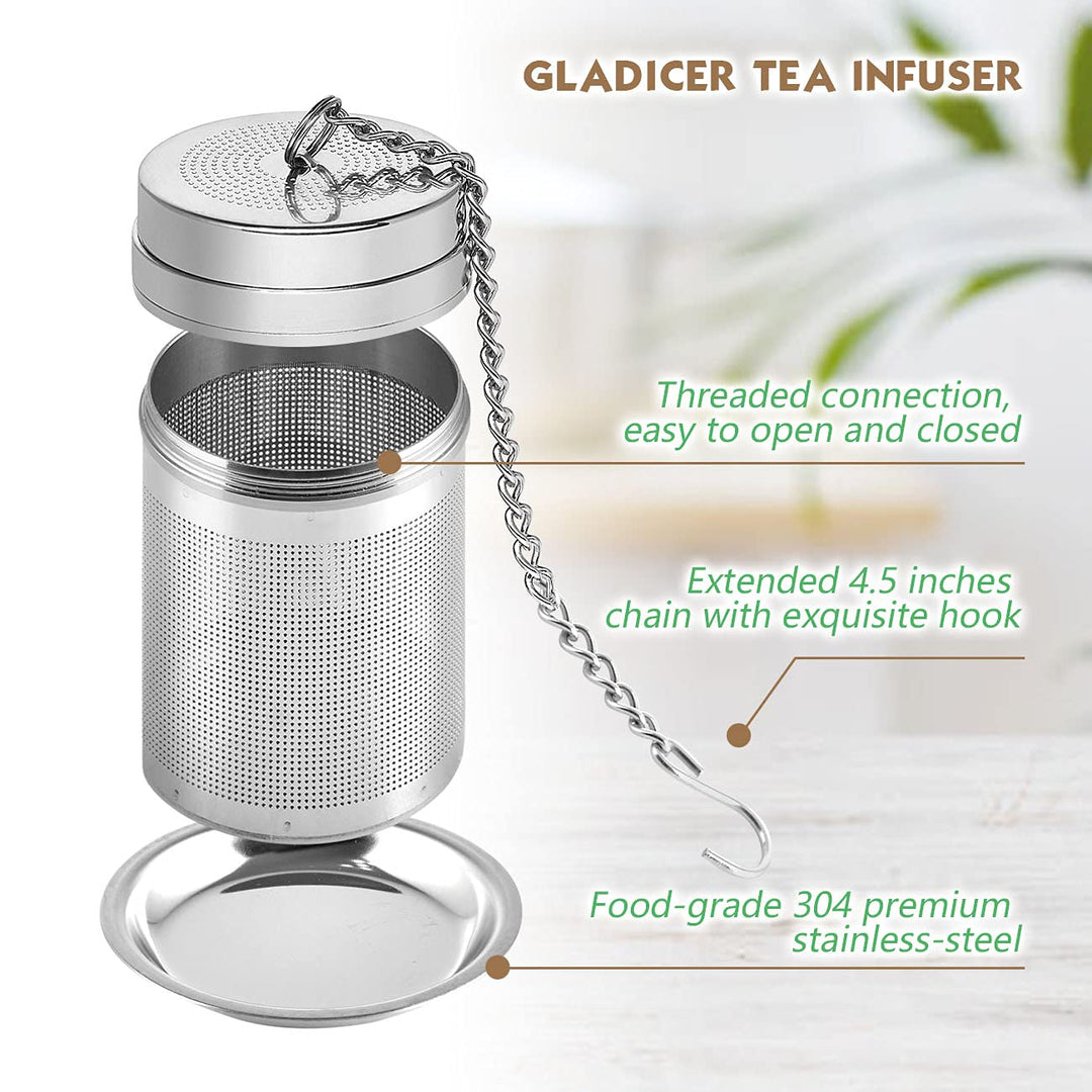 Tea Infuser, Extra Fine Mesh Loose Leaf Tea Steeper for Loose Tea 304 Stainless Steel Tea Strainers with Extended Chain Hook to Brew Loose Leaf Tea,Tea Ball Strainer