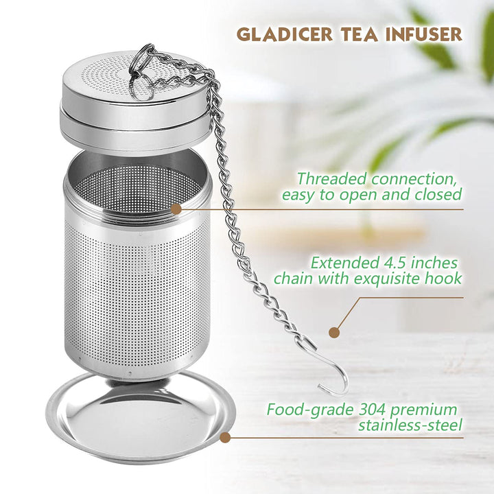Tea Infuser, Extra Fine Mesh Loose Leaf Tea Steeper for Loose Tea 304 Stainless Steel Tea Strainers with Extended Chain Hook to Brew Loose Leaf Tea,Tea Ball Strainer