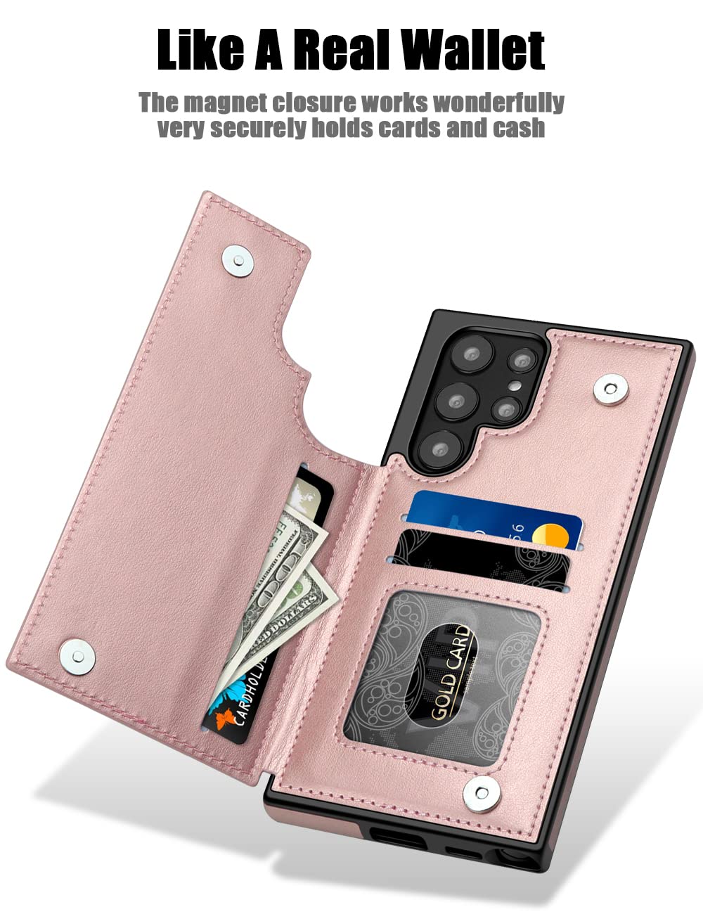 MMHUO for Samsung S22 Ultra Case With Card Holder,Flowe