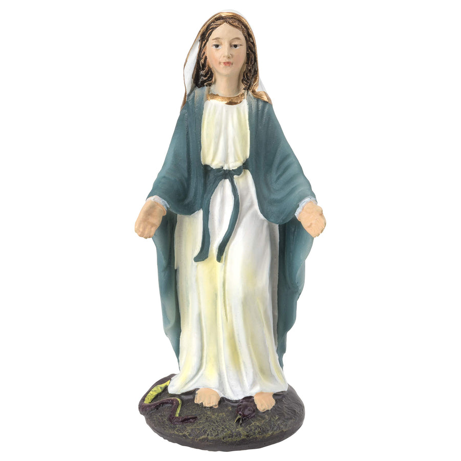 Virgin Mother Mary Statue Travel Size (3 Inch) Religious Blessed Mother Statue for Flying, Driving, Travel - Beautiful Design, Hand Painted Resin