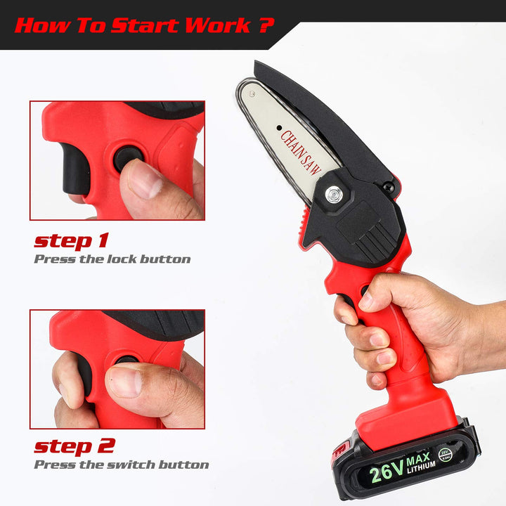 Mini Chainsaw Cordless Power Electric-Chain-Saws - 4 In
