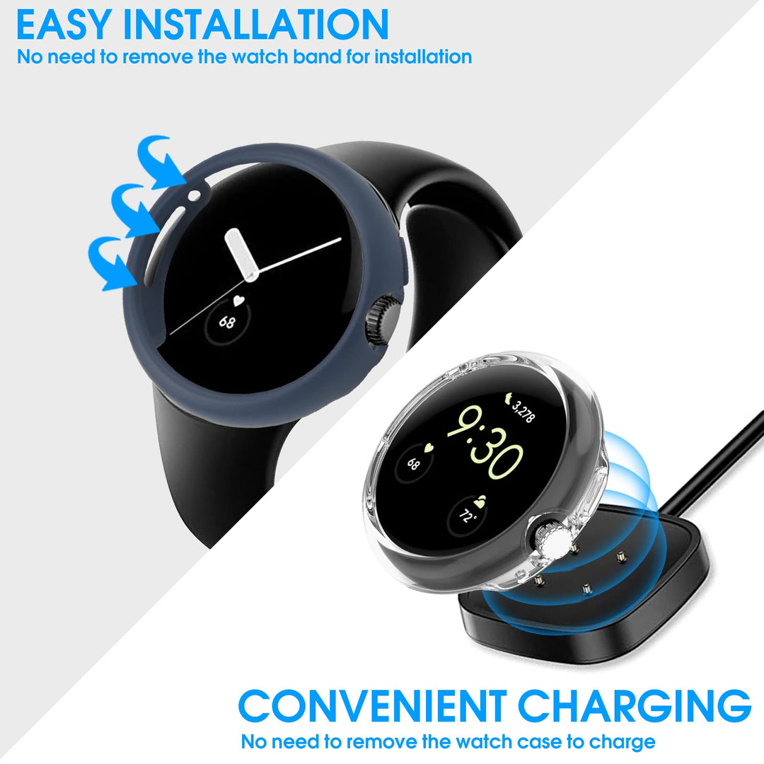 4 Pack Case for Pixel Watch 3/2/1 41mm, Shockproof Hard PC Protective Cover, All-Around Edge Bumper Compatible with Pixel Watch 3/2/1 41mm