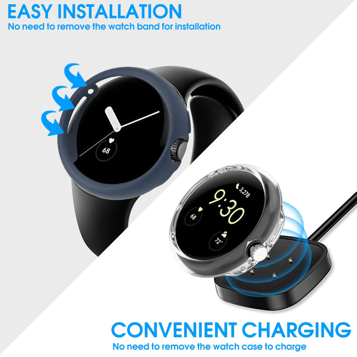 4 Pack Case for Pixel Watch 3/2/1 41mm, Shockproof Hard PC Protective Cover, All-Around Edge Bumper Compatible with Pixel Watch 3/2/1 41mm
