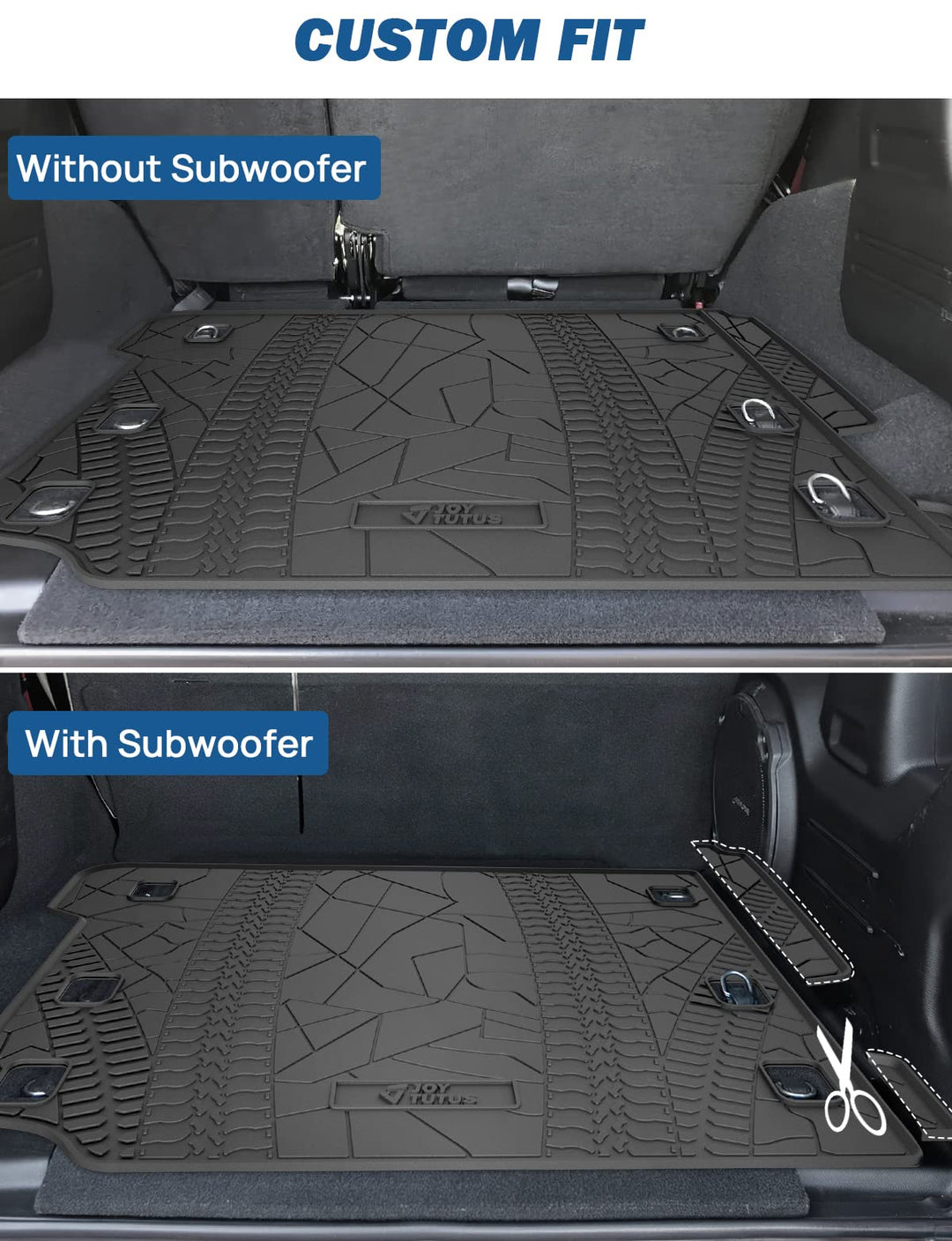 Cargo Mat fits 2018-2024 Wrangler JL 4X4 with OEM Subwoofer, All-Weather Guard Trunk Mat Cargo Liners Heavy Duty Waterproof Odorless Durable for Wrangler JL 2018-2024 4 Door - NOT FIT 4XE