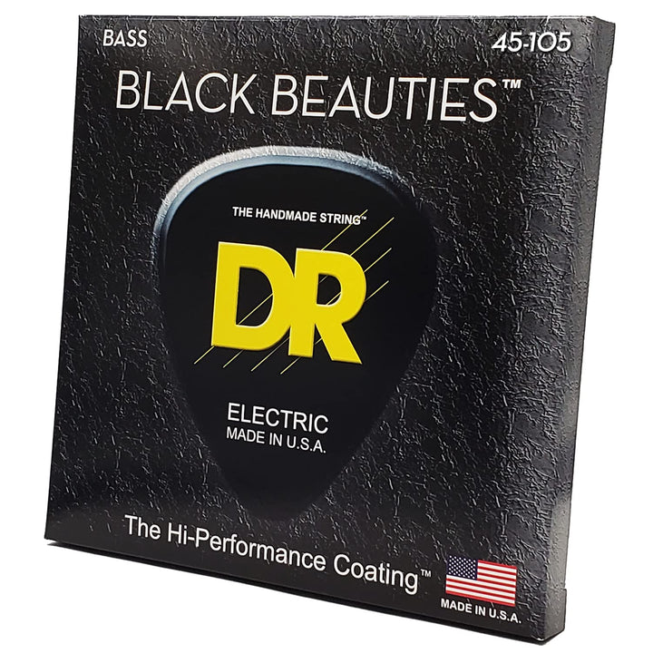 DR Strings BKB-45 BLACK BEAUTIES BLACK Colored Bass Strings 45-105, Medium
