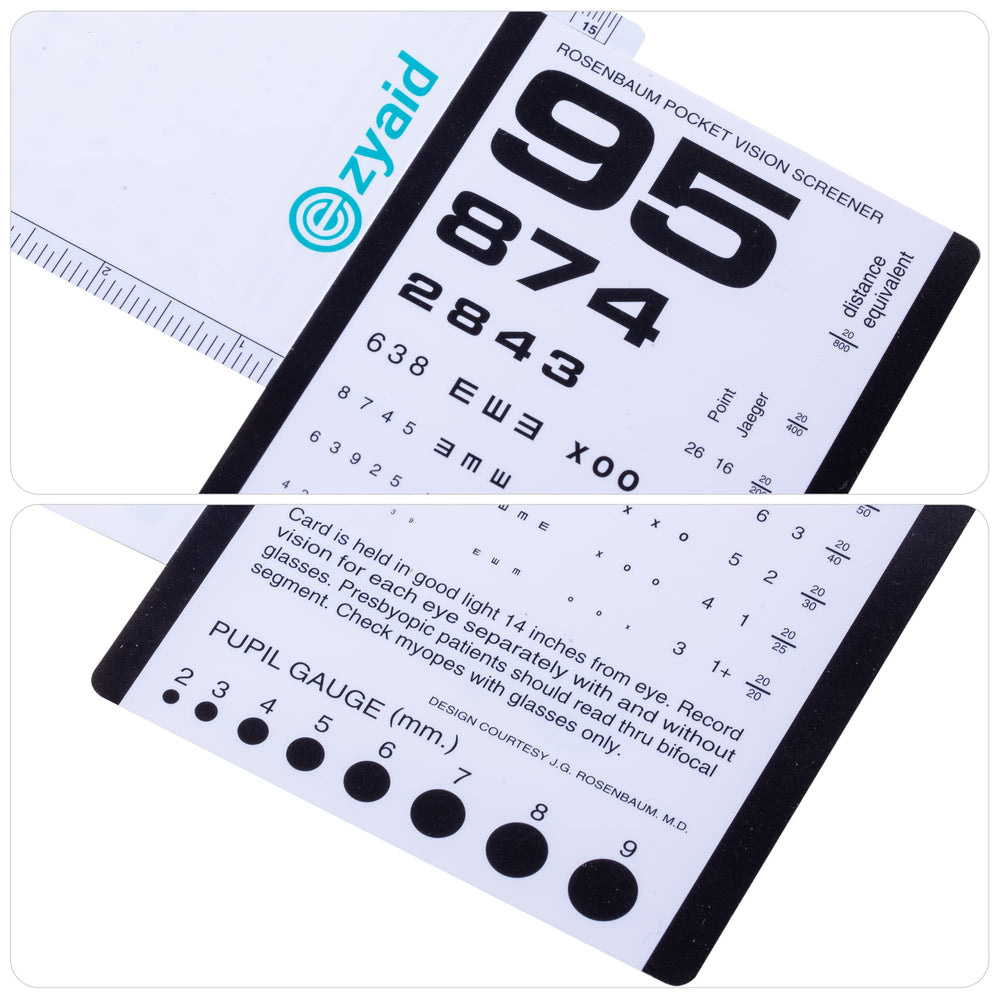 Rosenbaum Pocket Eye Chart with PD Ruler and Eye Occluder, Eye Test Chart Combo Kit for Near Vision Test, Visual Acuity Exam and PD Measurement (14 Inches from Viewer)