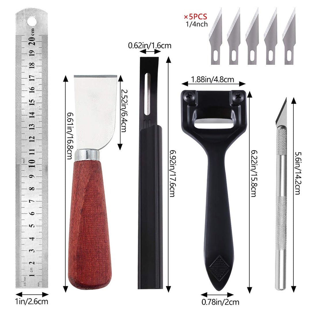 PLANTIONAL Metal Leather Skiver Set, 5 Kinds of Leather