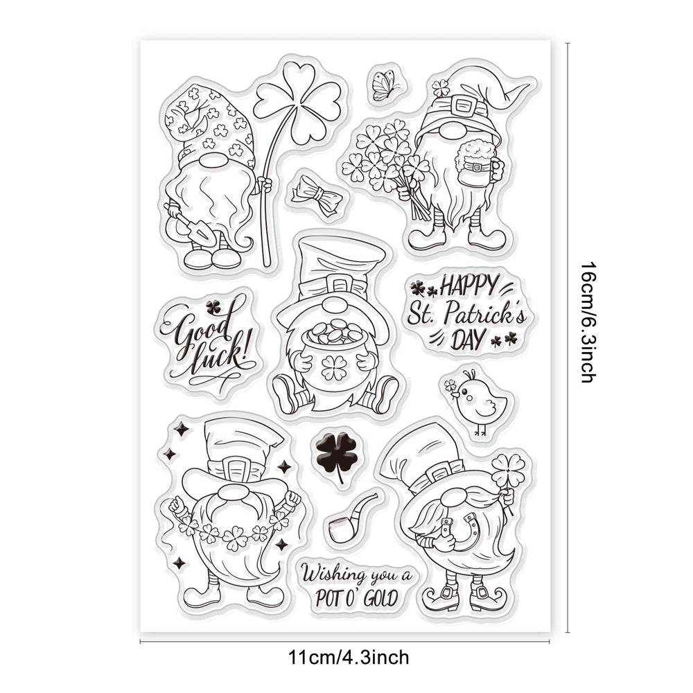 Gnome Silicone Clear Stamps Elf Transparent Stamp for Saint Patrick Day's Day Christmas Birthday Valentine's Day Cards Making DIY Scrapbooking Photo Album Decoration Paper Craft