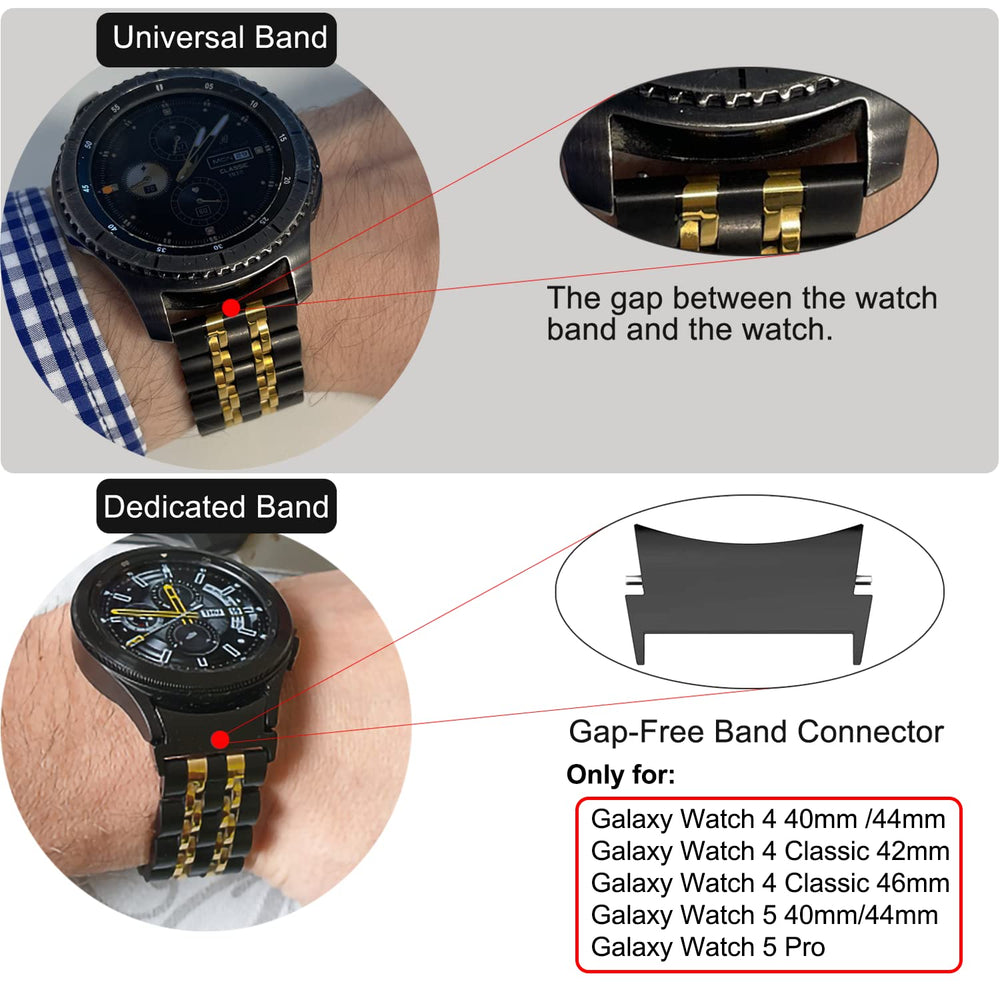 No Gap Connector Adapter Accessories For Galaxy Watch 4 & 5 & 6 & 7 Bands, 20mm Stainless Steel Strap Band Connector Compatible with Samsung Galaxy Watch 7/6/5/4 Classic/Watch 5 Pro/Watch 4 Classic