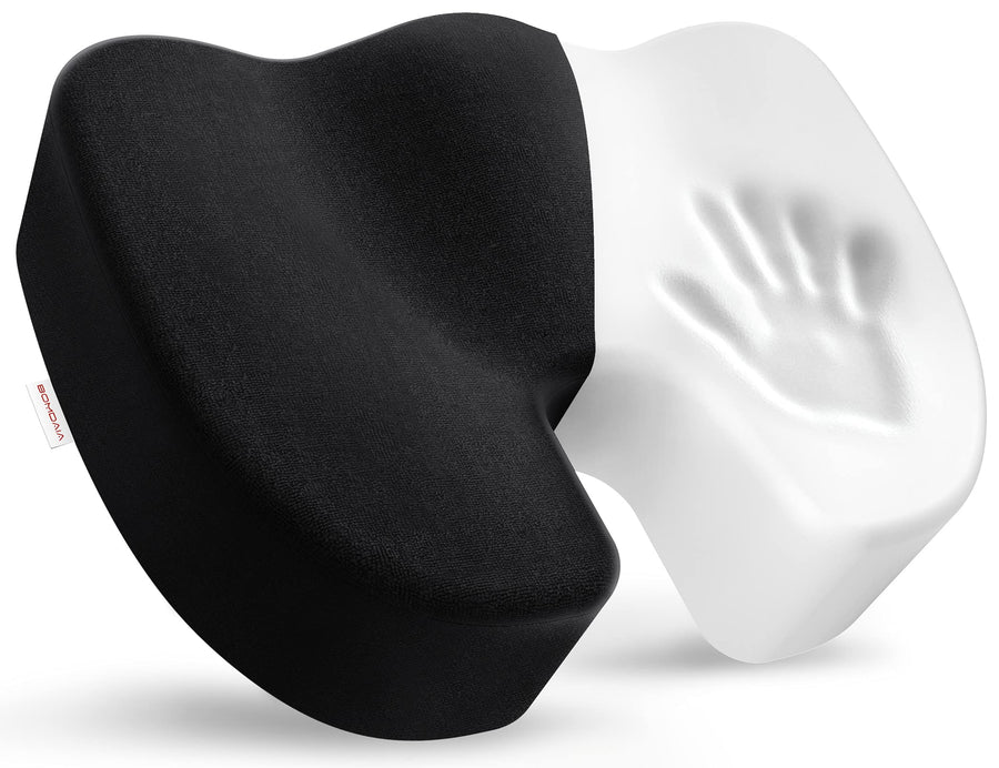 Seat Cushion Pillow for Office Chair, Desk Chair Car Seat Cushion for Tailbone Pain, Memory Foam Coccyx Seat Cushion for Sciatica, Back Pain Relief (Black)