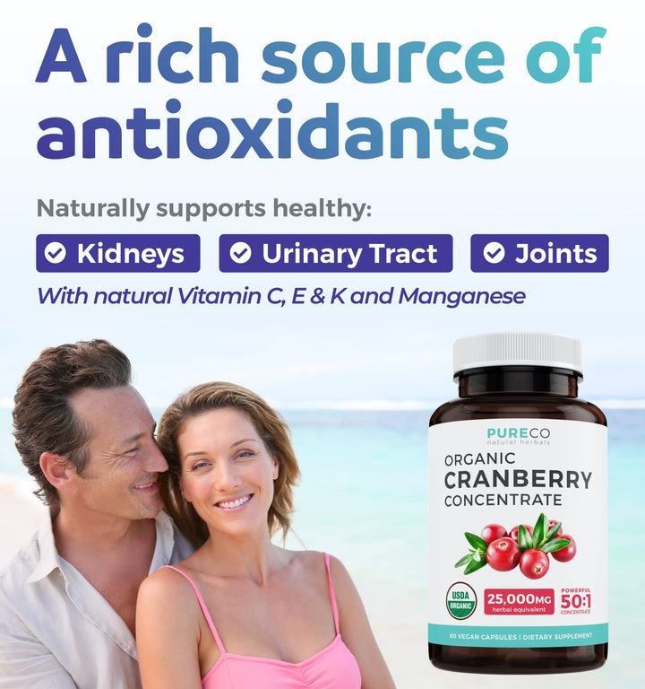 Organic Cranberry Pills - 50:1 Concentrate Equals 25,00