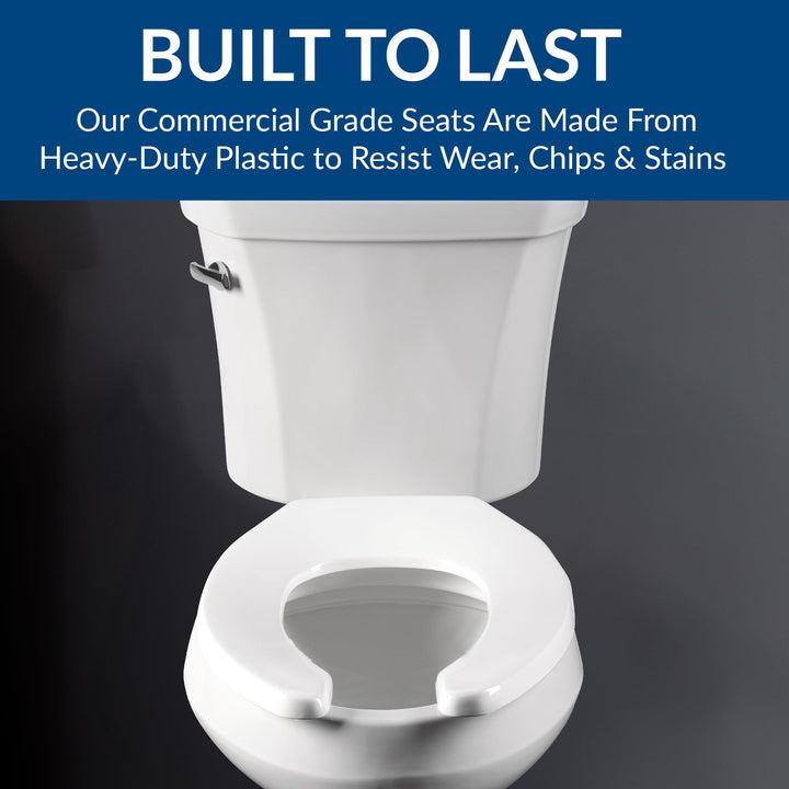 BEMIS 75 000 Commercial Open Front Toilet Seat with Cover, ROUND, Plastic, White