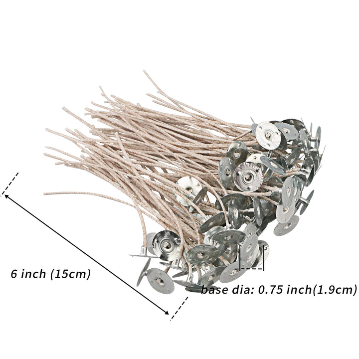 100pcs ECO 4 Wicks for Soy Candles, 6.0inch Cotton &amp; Paper Candle Wicks, Pre-Waxed and Tabbed ECO Wicks for Soy Candles Making.
