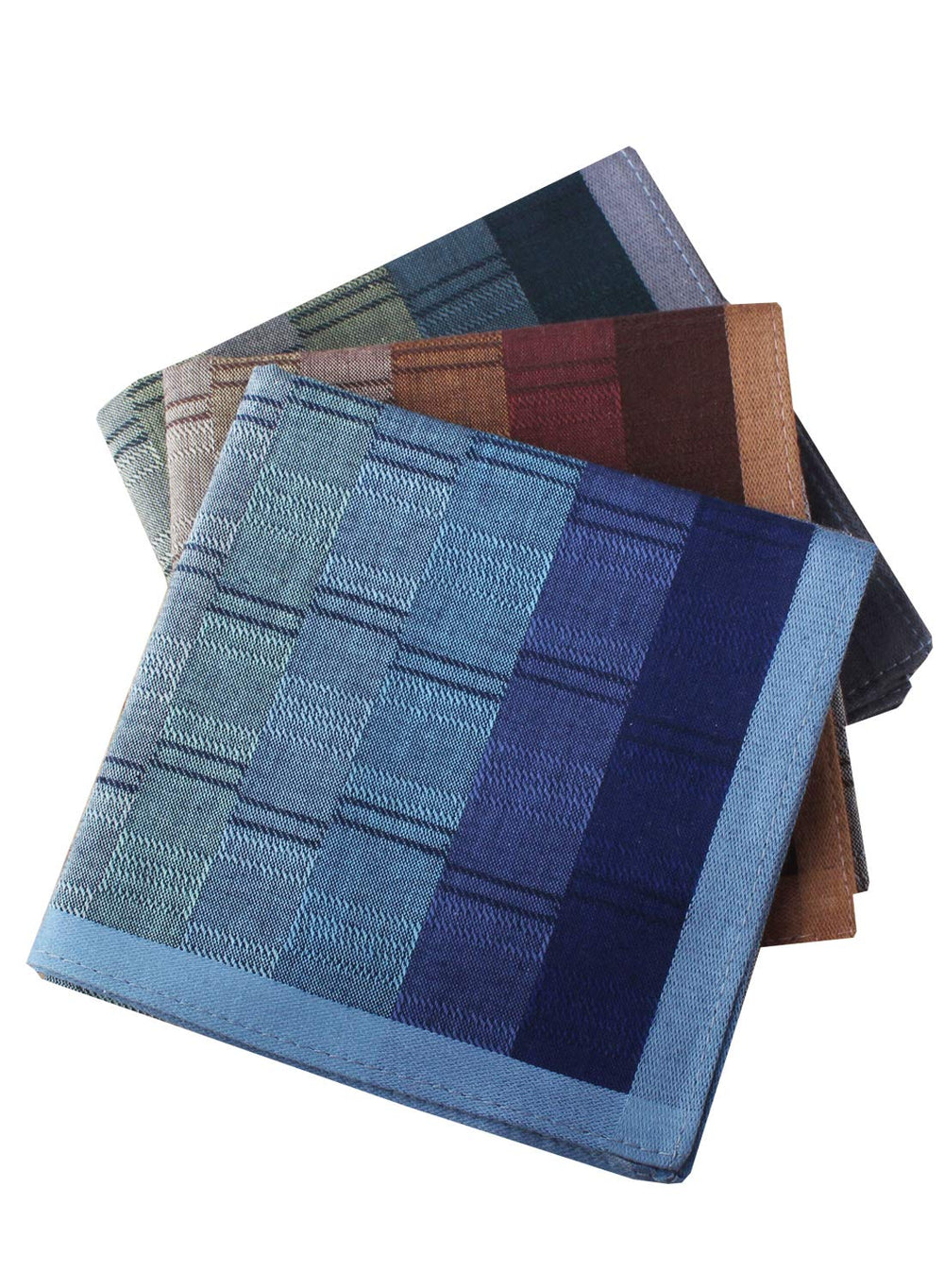 Mens Luxury 100% Cotton Handkerchiefs Plaid 3PCS