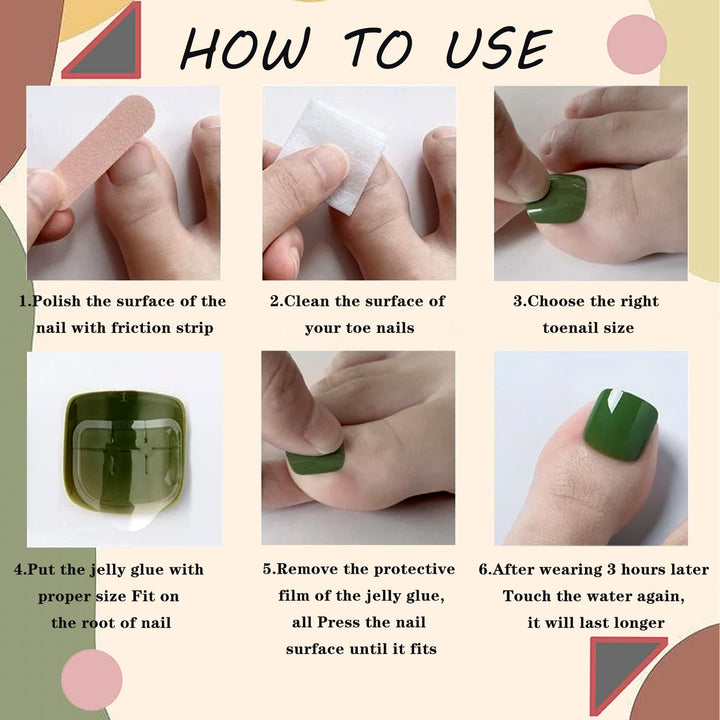 24PCS Solid Color Press On Toe Nails Glossy False Toe Nail Fashion Fake Toenails for Women Full Cover Acrylic Foot Nails Design Toenail Tips (Black)