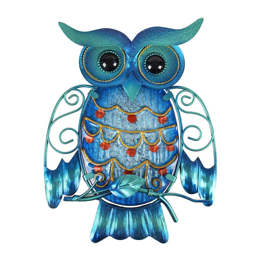 LIFFY Metal Owl Wall Decor - Outdoor Wall Art - Glass H