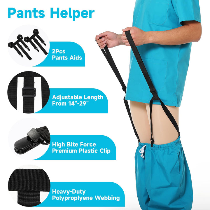 Fanwer 4-Piece Hip Kit for Total Hip Replacement with Sock Aid, 32 Foldable Reacher Grabber Pickup Tool, 30.7 Long Shoe Horn & Dressing Stick and 2Pcs Pants Helper Device