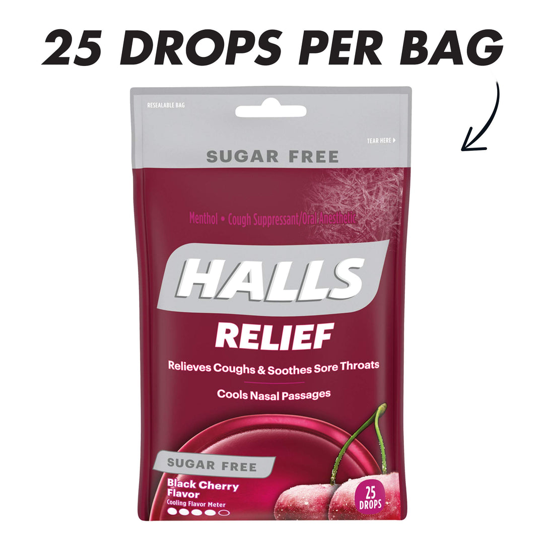 HALLS Relief Black Cherry Sugar Free Cough Drops, 25 Dr