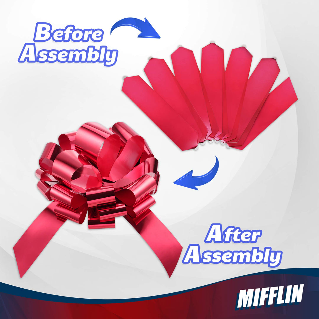 Mifflin-USA Big Car Bow (Metallic Red, 18 inch) Gift Bow, Giant Bow for Car, Birthday Bow, Huge Car Bow, Car Bows, Big Red Bow, Christmas Bow for Cars, Gift Wrapping, Big Gift Bow for Car Decor