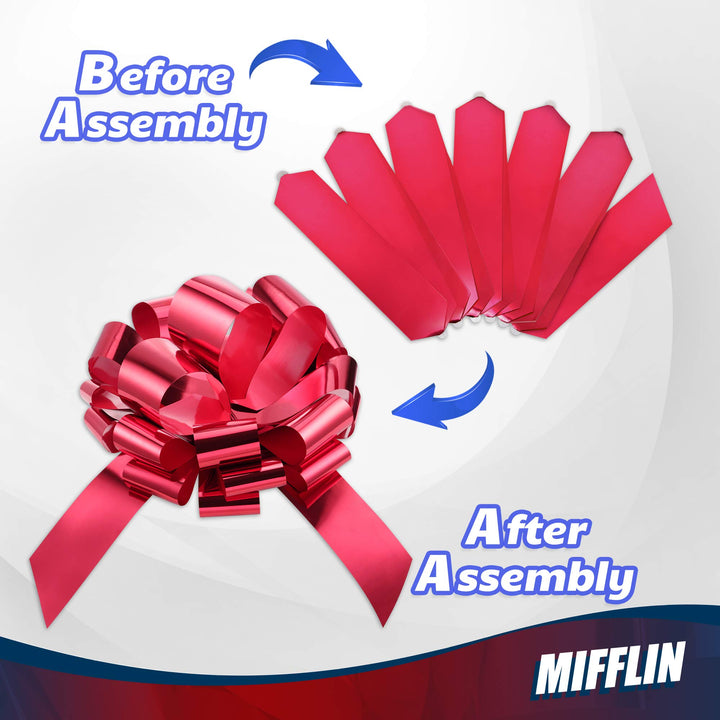 Mifflin-USA Big Car Bow (Metallic Red, 18 inch) Gift Bow, Giant Bow for Car, Birthday Bow, Huge Car Bow, Car Bows, Big Red Bow, Christmas Bow for Cars, Gift Wrapping, Big Gift Bow for Car Decor