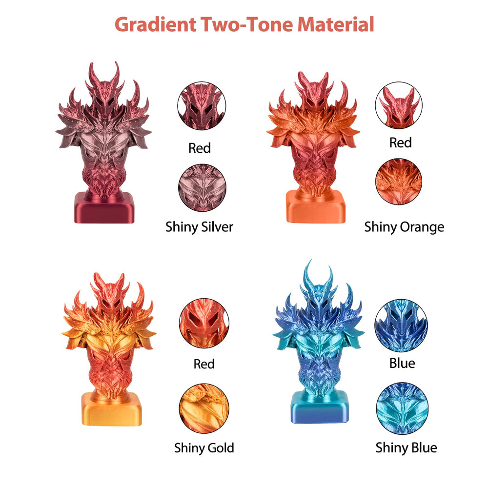 4Packs Gradient Silk PLA 3D Printer Filament Bundle, Multicolor Changing 1.75 PLA Filament Bundle with Silk Shiny Surface, 3D Printing Filament for Most 3D Printers 250G/0.55lb*4 Sets